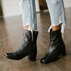 Black Leather Ankle Boots